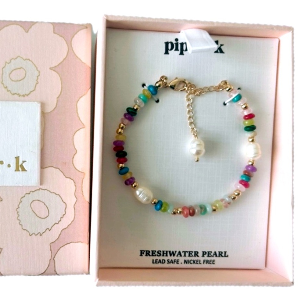 NWT ⚜️💖⚜️ Piper K Gorgeous Freshwater Pearl Mulitcolor Stone Bracelet